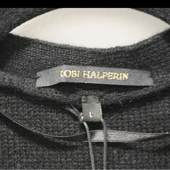 Kobi Halperin Joan Knit Cardigan Lace Sleeve Black Merino Wool Large NWT - Picture 7 of 10